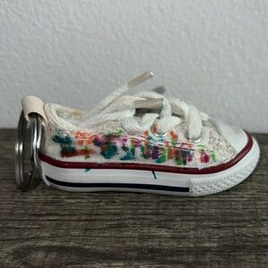 Vintage Mini Converse Sneaker Keychain Paint Splatter Design